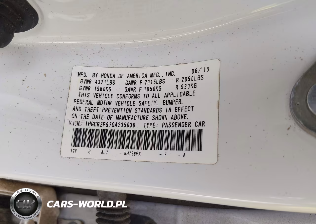 2016 Honda Accord Ex-L VIN:1HGCR2F97GA235036 - 9