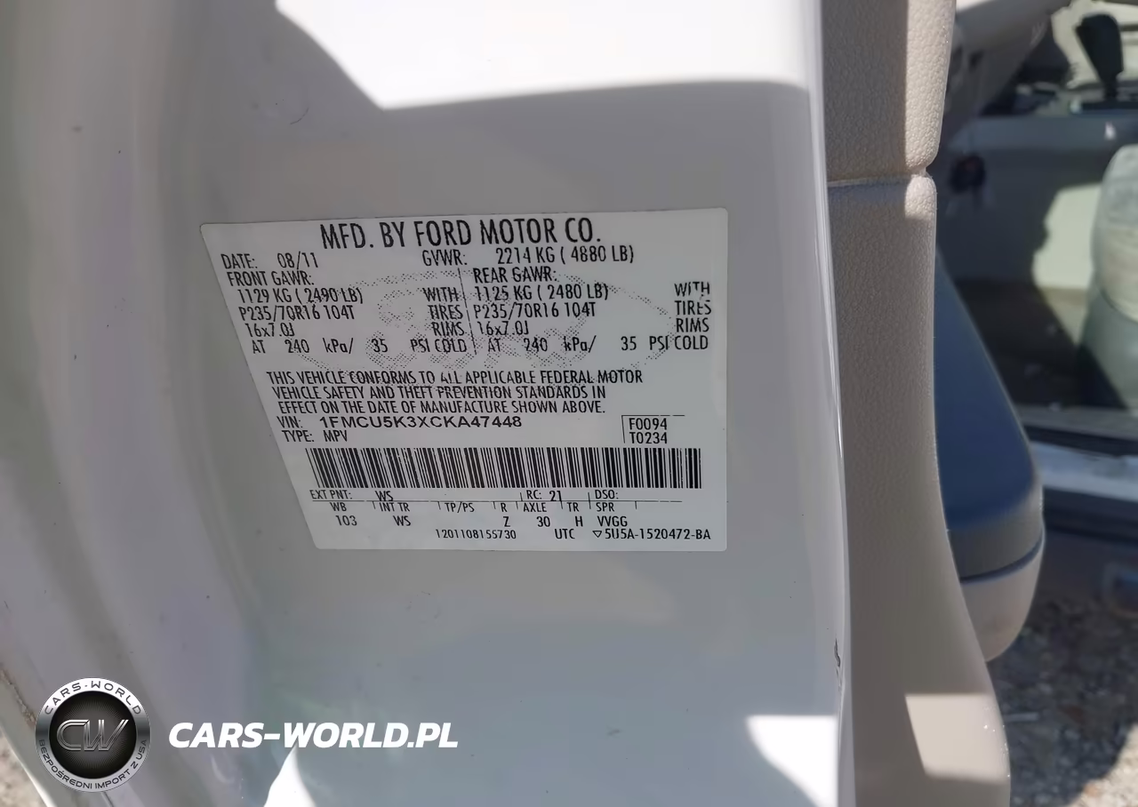 2012 Ford Escape Hybrid VIN:1FMCU5K3XCKA47448 - 9