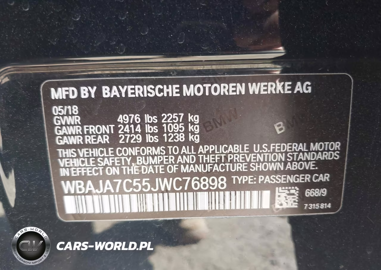 2018 BMW 530I xDrive VIN:WBAJA7C55JWC76898 - 9