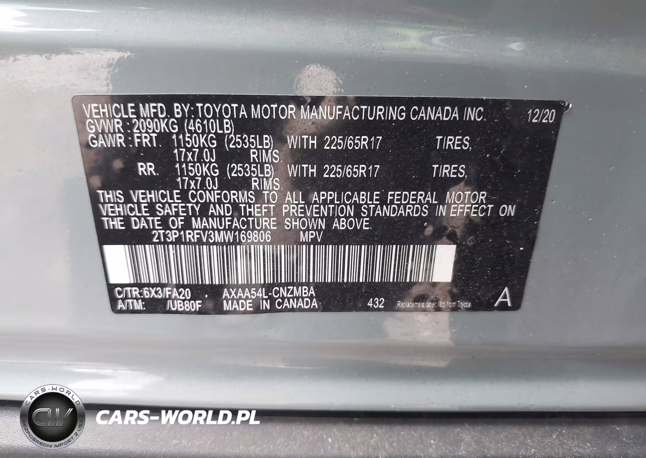2021 Toyota Rav4 Xle VIN:2T3P1RFV3MW169806 - 9