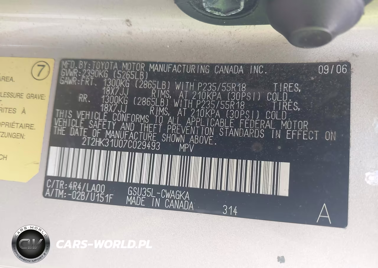 2007 Lexus Rx 350 VIN:2T2HK31U07C029493 - 9