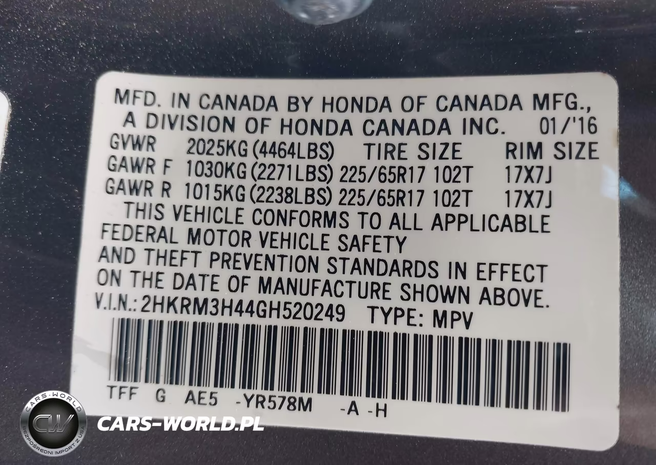 2016 Honda Cr-V Se VIN:2HKRM3H44GH520249 - 9