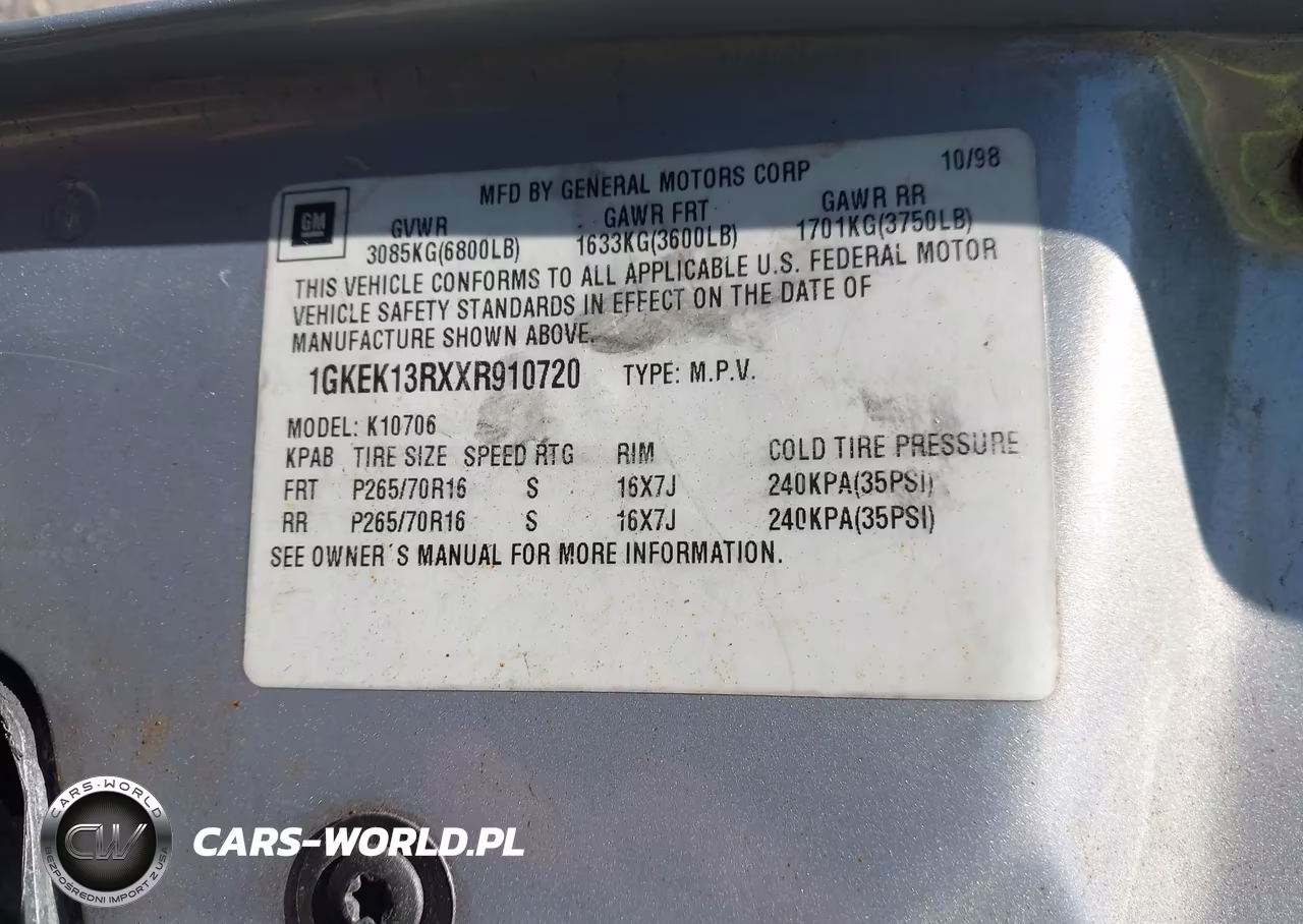 1999 GMC Yukon Denali VIN:1GKEK13RXXR910720 - 9