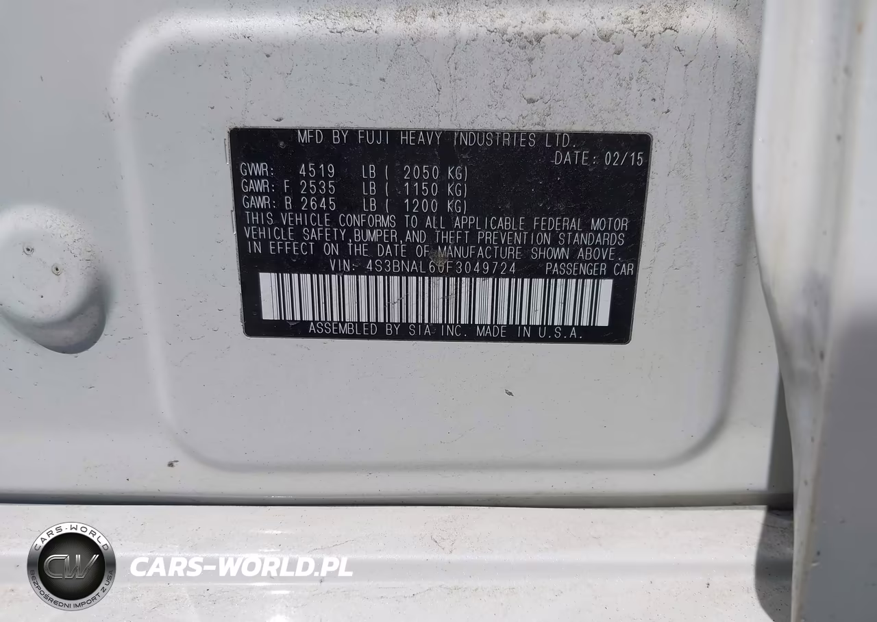 2015 Subaru Legacy 2.5I Limited VIN:4S3BNAL60F3049724 - 9