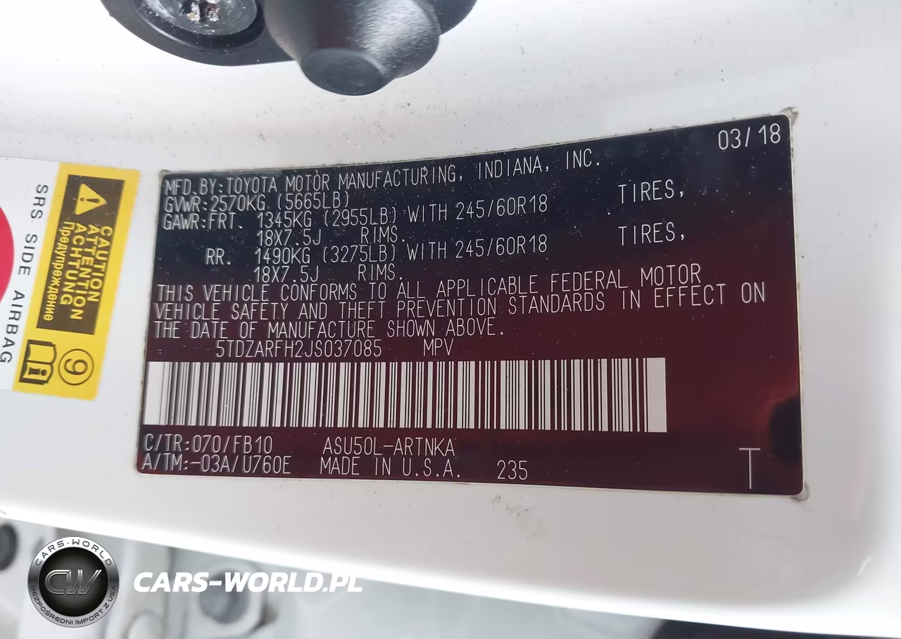 2018 Toyota Highlander Le VIN:5TDZARFH2JS037085 - 9