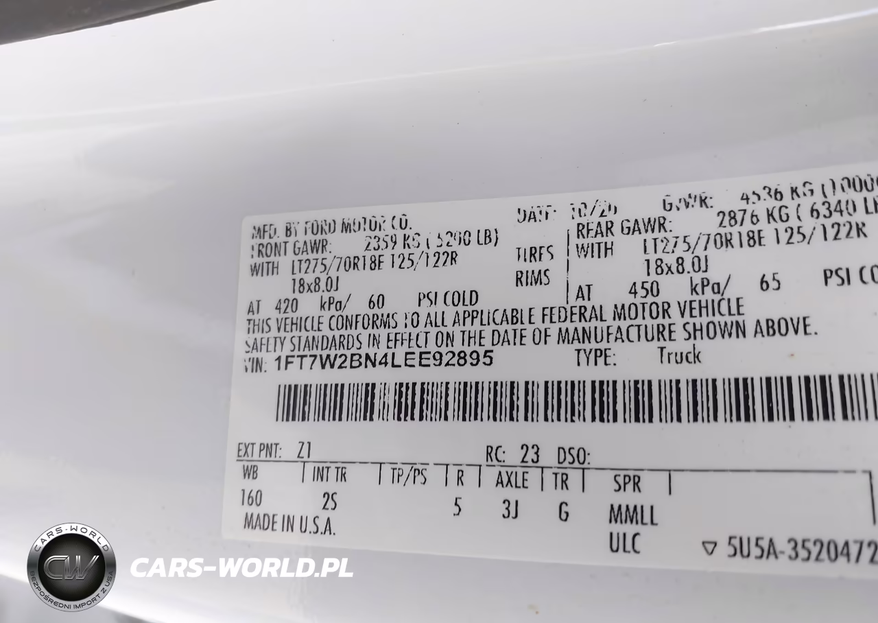 2020 Ford F-250 Xlt VIN:1FT7W2BN4LEE92895 - 9