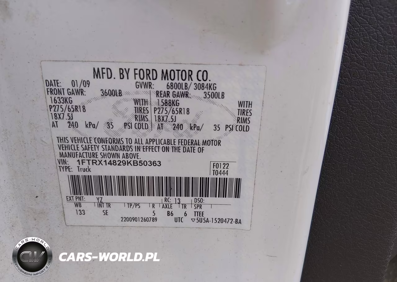 2009 Ford F-150 Stx-Xl-Xlt VIN:1FTRX14829KB50363 - 9