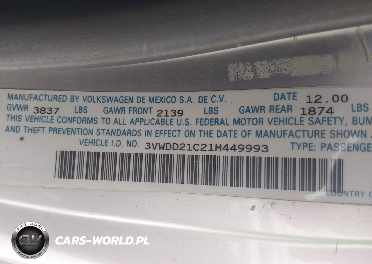 2001 Volkswagen New Beetle Glx VIN:3VWDD21C21M449993 - 9
