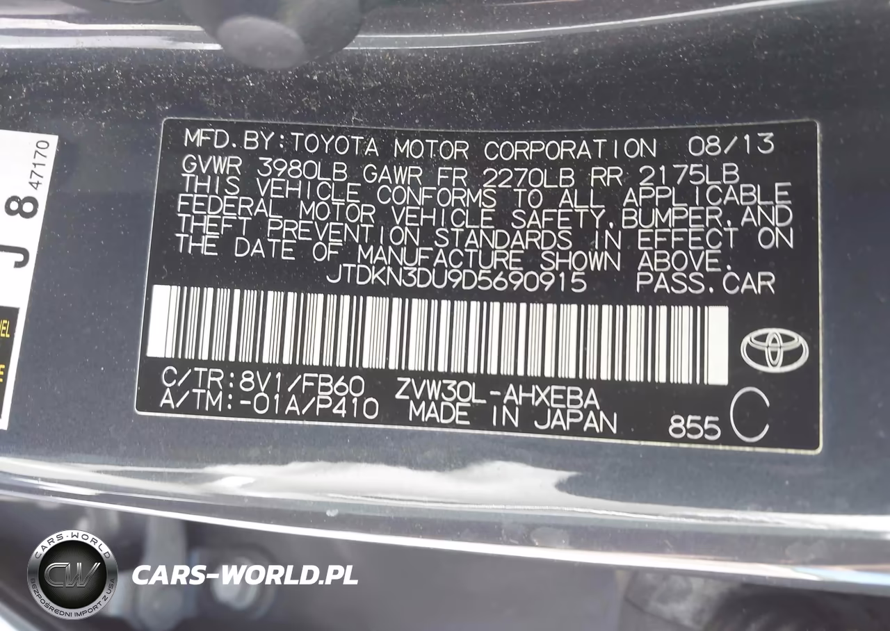 2013 Toyota Prius VIN:JTDKN3DU9D5690915 - 9
