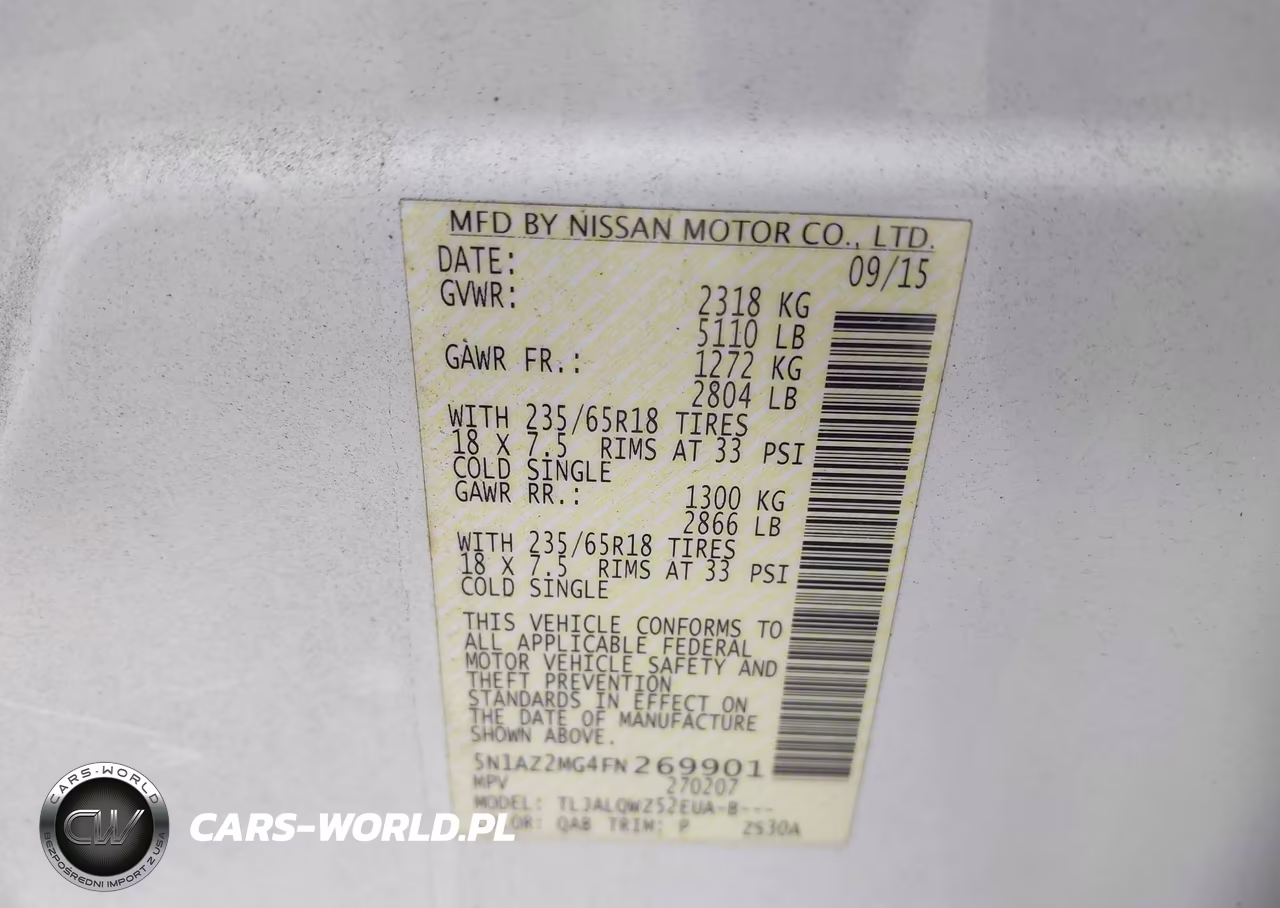 2015 Nissan Murano Sv VIN:5N1AZ2MG4FN269901 - 9