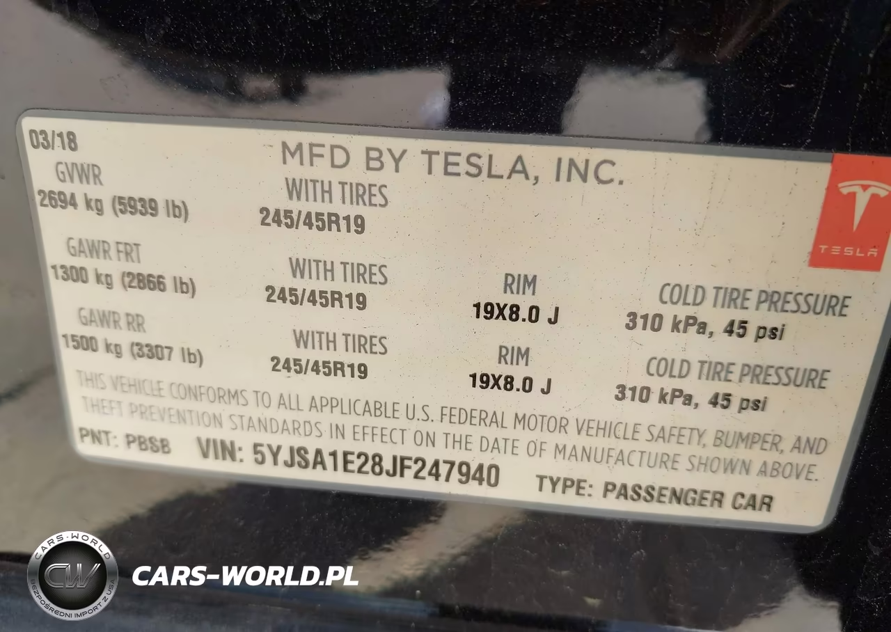 2018 Tesla Model S 100D-75D-P100D VIN:5YJSA1E28JF247940 - 9