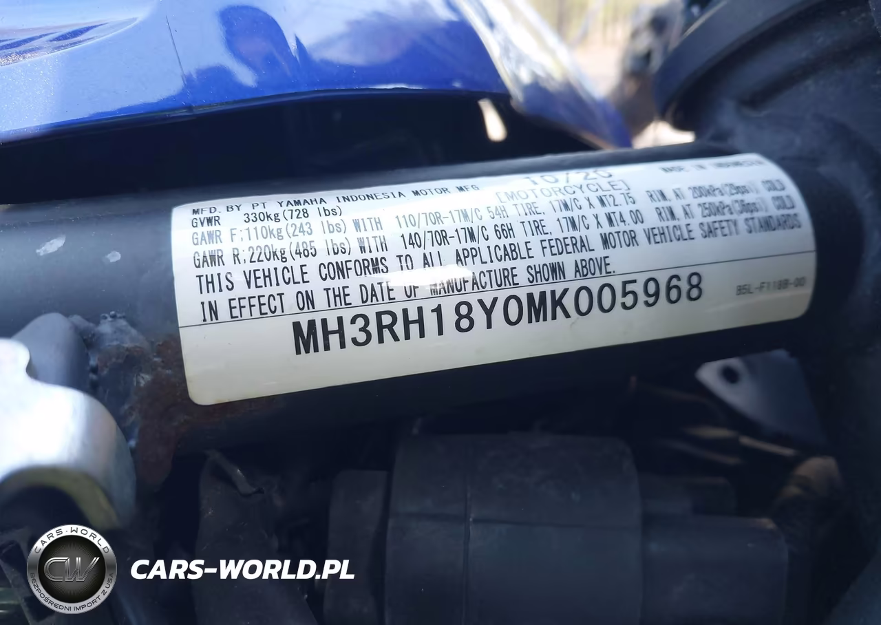 2021 Yamaha Yzfr3 A VIN:MH3RH18Y0MK005968 - 10
