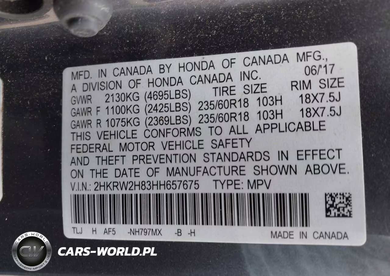 2017 Honda Cr-V Ex-L-Ex-L Navi VIN:2HKRW2H83HH657675 - 9