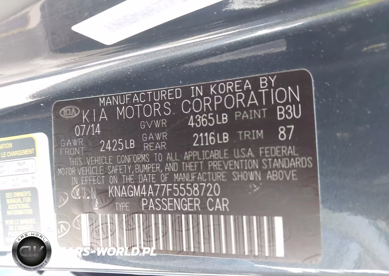 2015 Kia Optima Lx VIN:KNAGM4A77F5558720 - 9