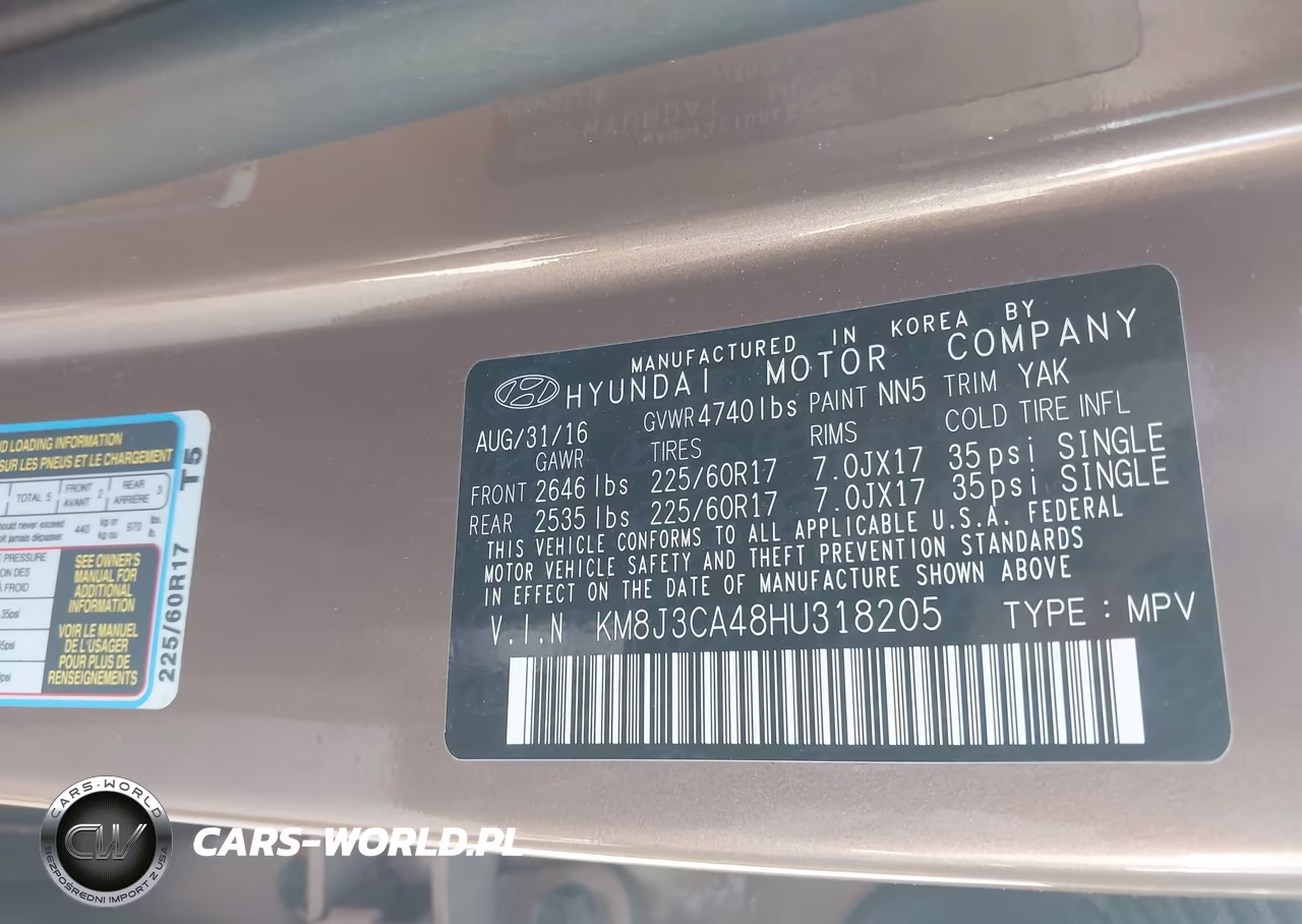 2017 Hyundai Tucson Se VIN:KM8J3CA48HU318205 - 9