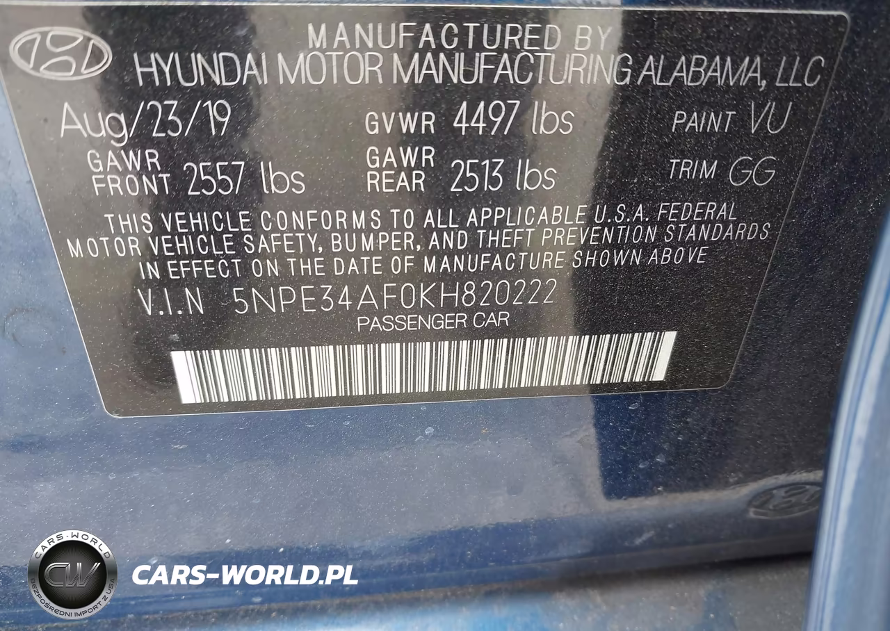 2019 Hyundai Sonata Sel VIN:5NPE34AF0KH820222 - 9