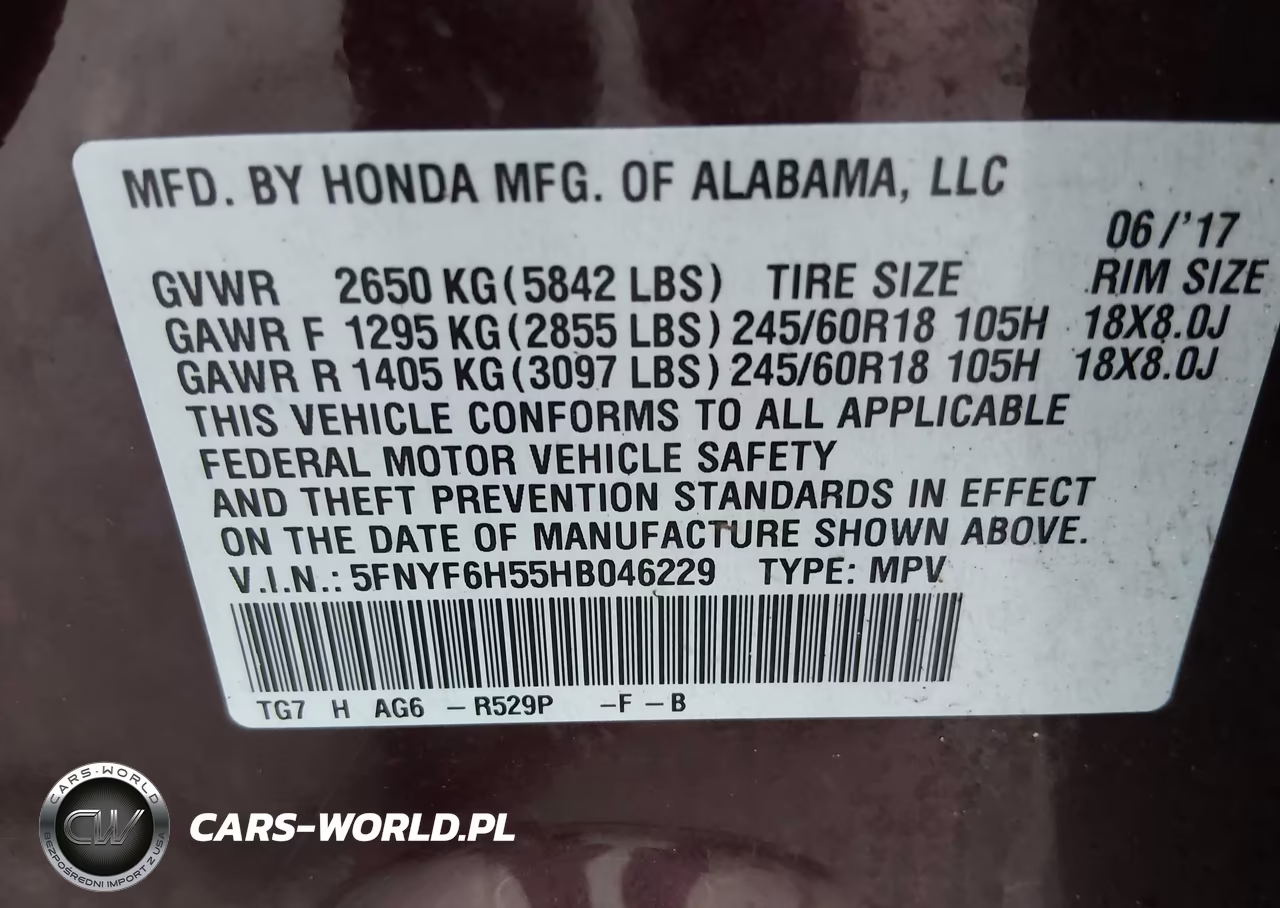 2017 Honda Pilot Ex-L VIN:5FNYF6H55HB046229 - 9