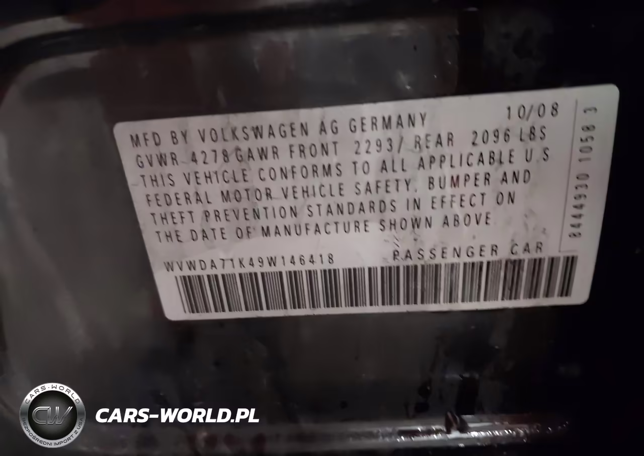 2009 Volkswagen Rabbit S VIN:WVWDA71K49W146418 - 9