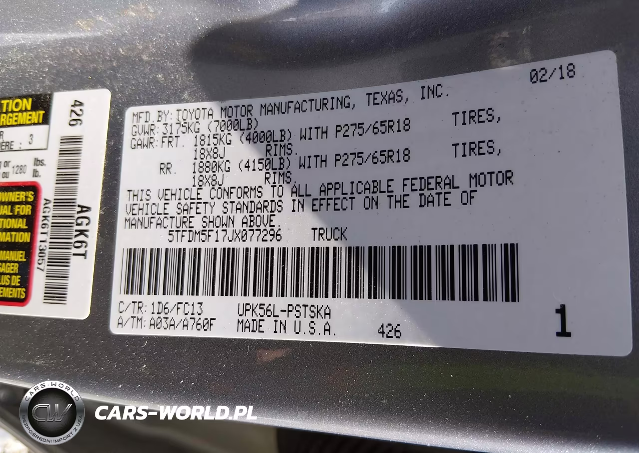 2018 Toyota Tundra Sr5 4.6L V8 VIN:5TFDM5F17JX077296 - 9