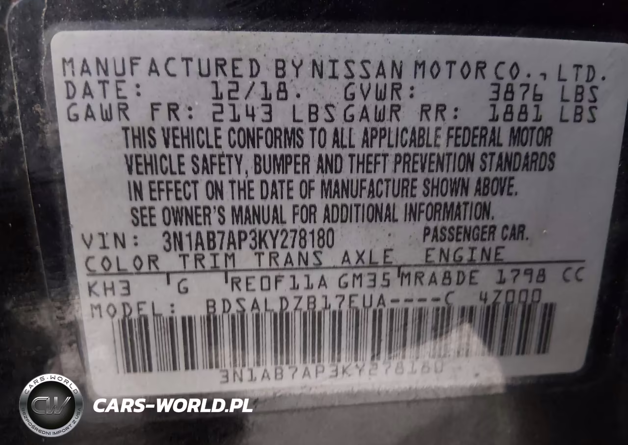 2019 Nissan Sentra Sv VIN:3N1AB7AP3KY278180 - 9