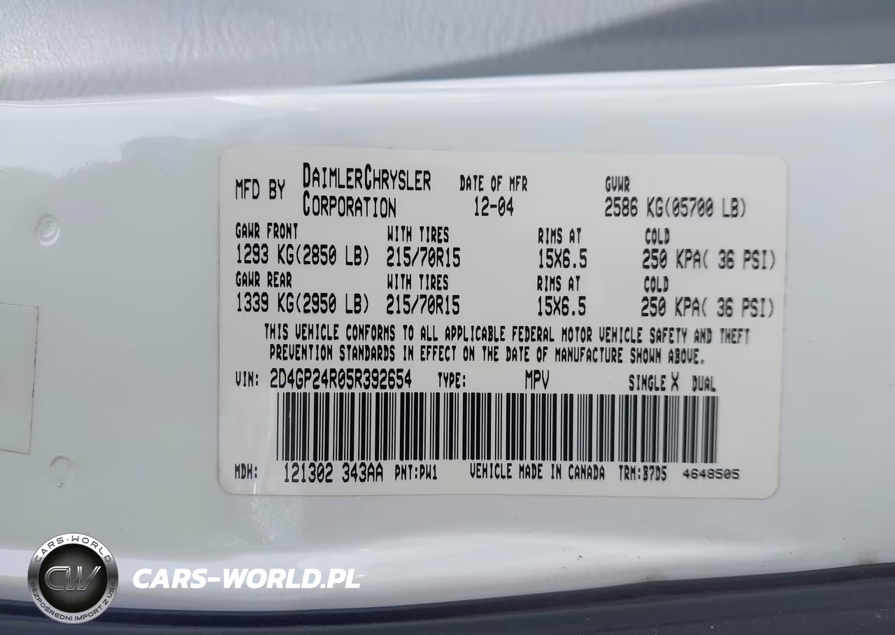 2005 Dodge Grand Caravan Se VIN:2D4GP24R05R392654 - 9