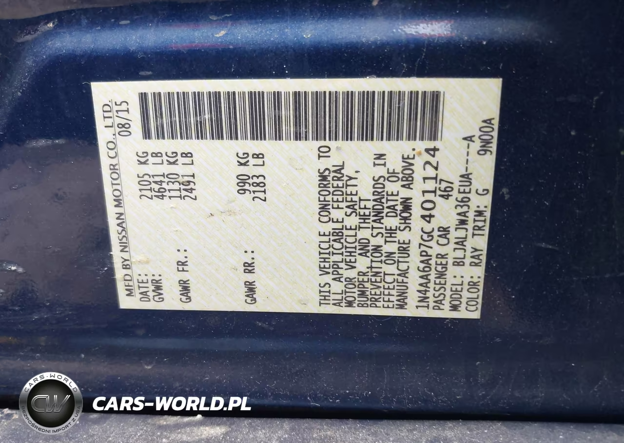 2016 Nissan Maxima 3.5 Sv VIN:1N4AA6AP7GC401124 - 9