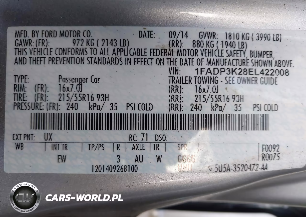 2014 Ford Focus Se VIN:1FADP3K28EL422008 - 9