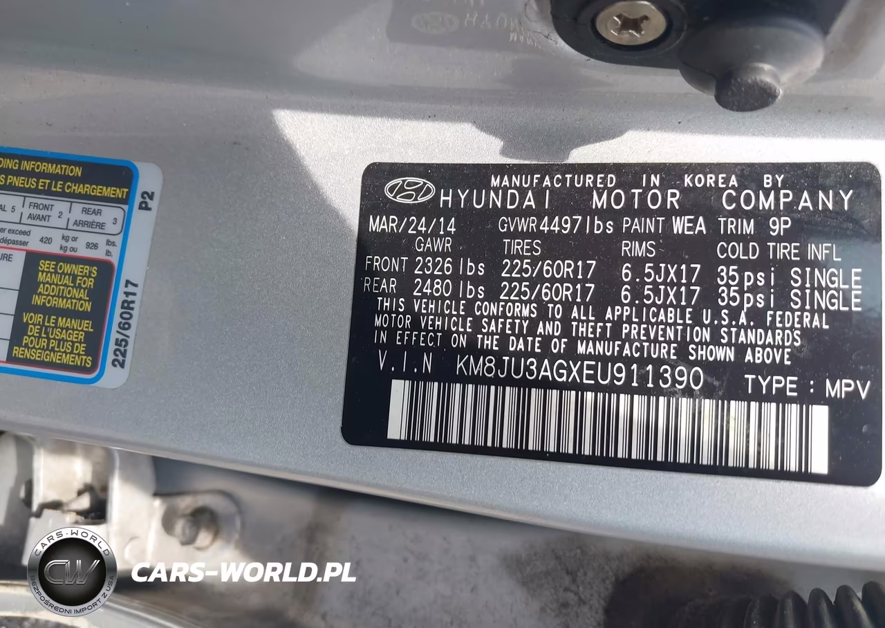 2014 Hyundai Tucson Se VIN:KM8JU3AGXEU911390 - 9