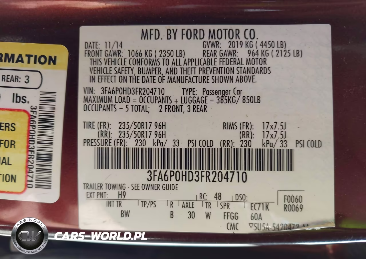 2015 Ford Fusion Se VIN:3FA6P0HD3FR204710 - 9