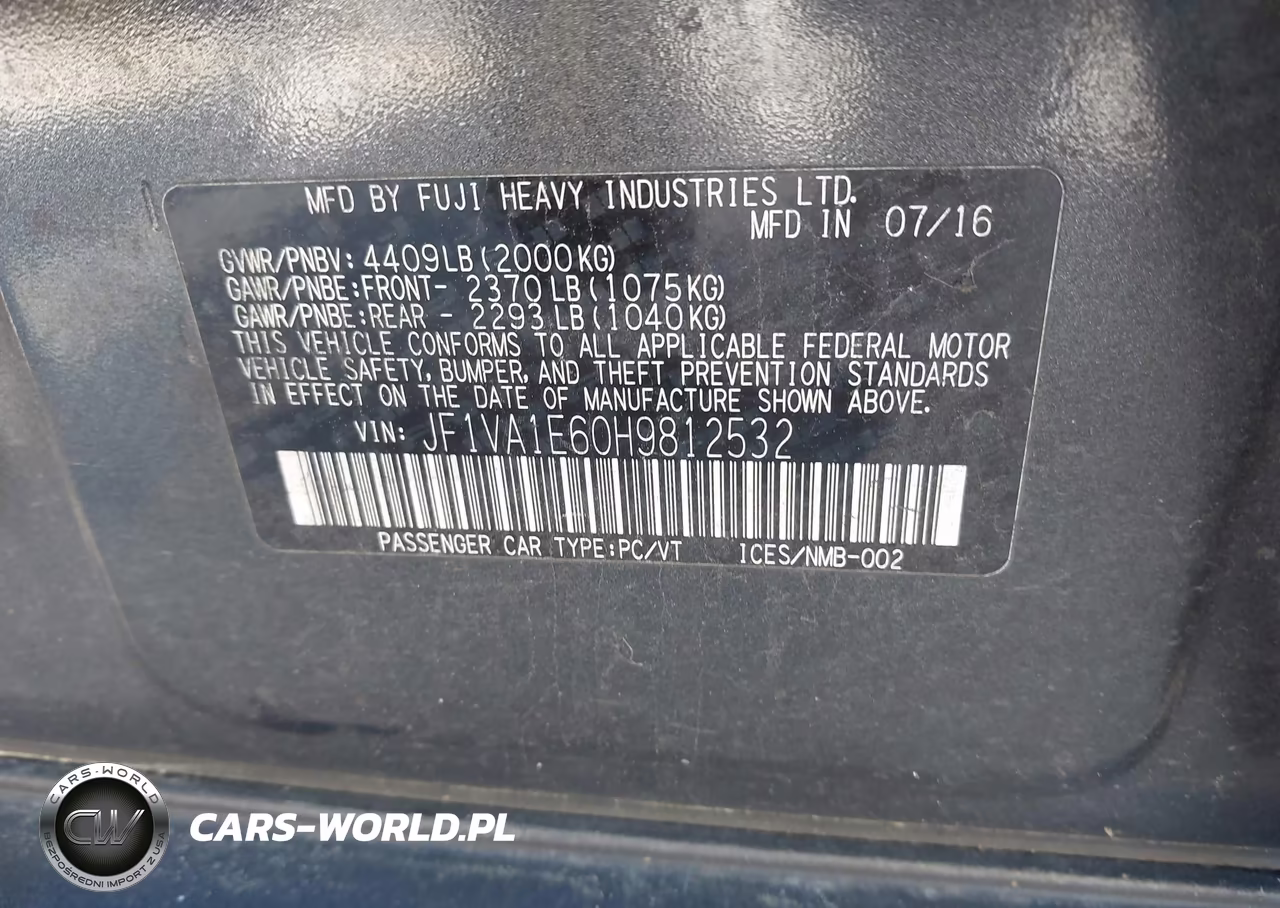 2017 Subaru Wrx Premium VIN:JF1VA1E60H9812532 - 9