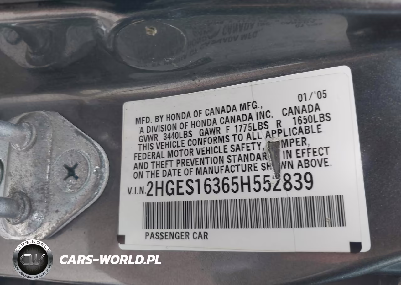 2005 Honda Civic Vp VIN:2HGES16365H552839 - 9