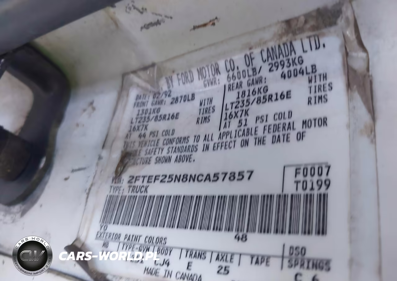 1992 Ford F250 VIN:2FTEF25N8NCA57857 - 9