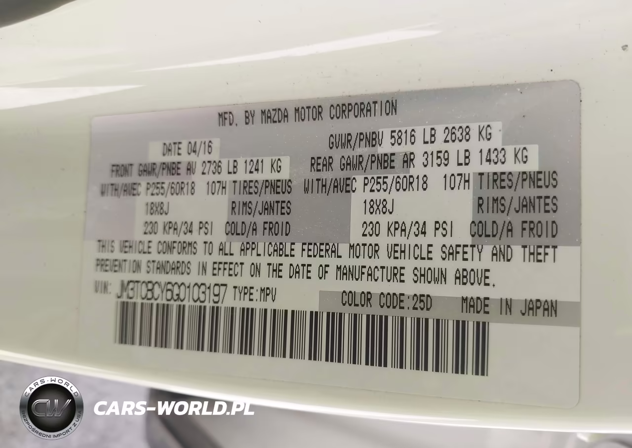 2016 Mazda Cx-9 Touring VIN:JM3TCBCY6G0103197 - 9
