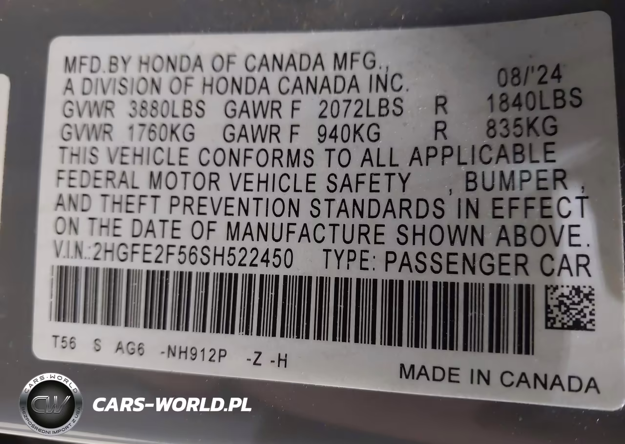 2025 Honda Civic Sport VIN:2HGFE2F56SH522450 - 9