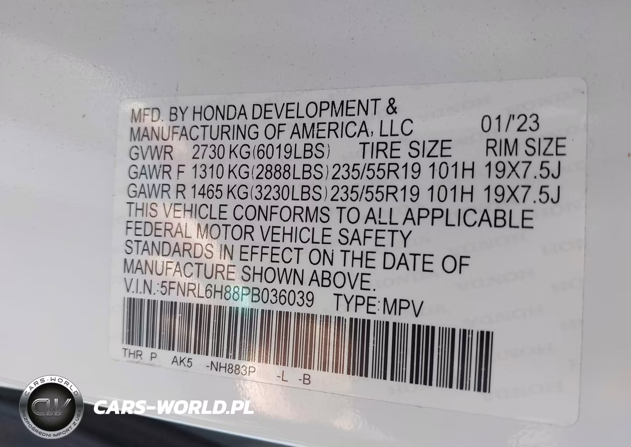 2023 Honda Odyssey Touring VIN:5FNRL6H88PB036039 - 9