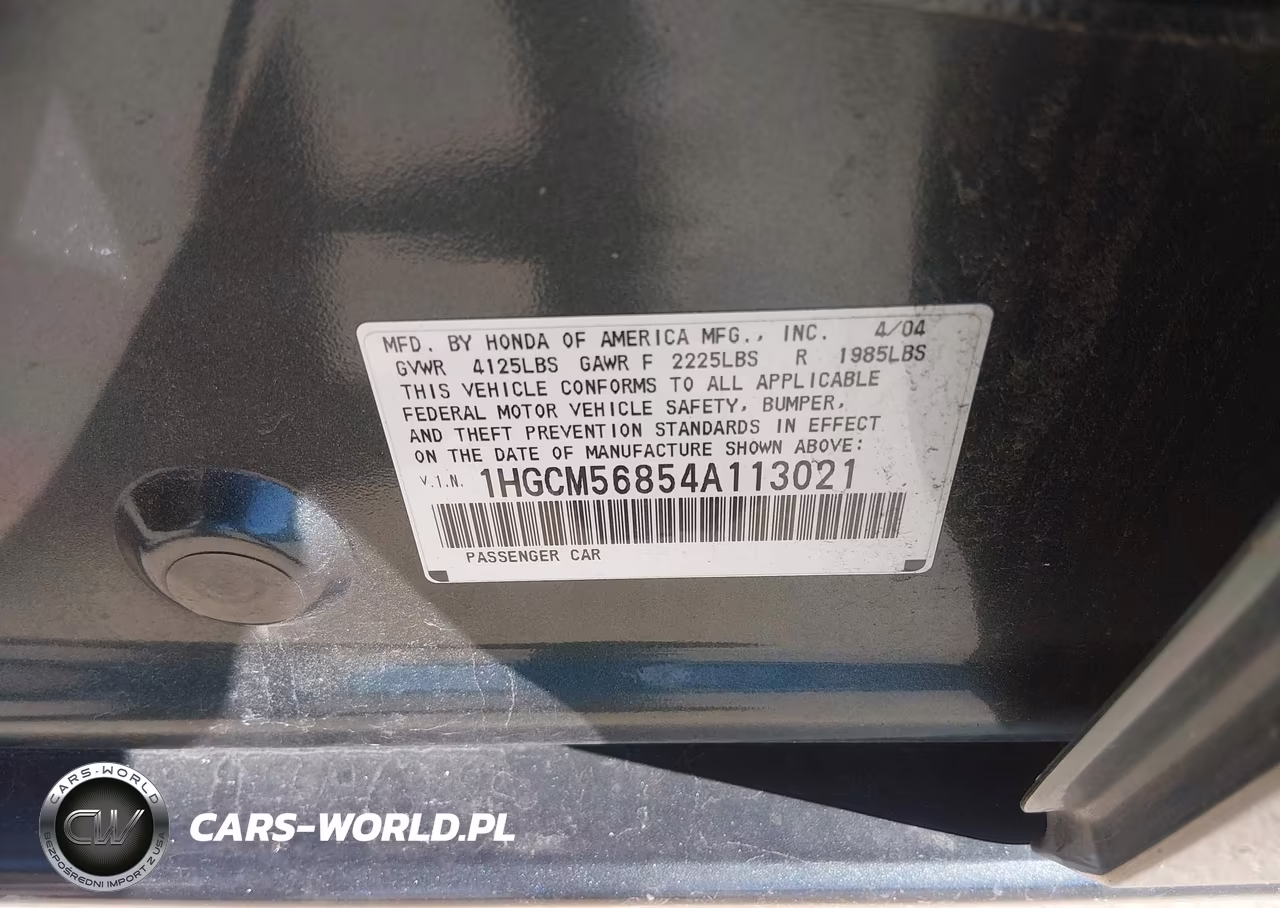 2004 Honda Accord 2.4 Ex VIN:1HGCM56854A113021 - 9