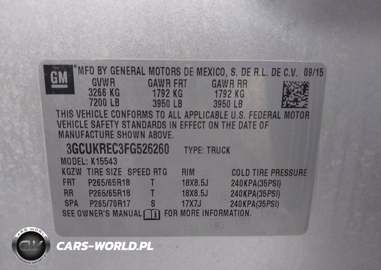 2015 Chevrolet Silverado 1500 1Lt VIN:3GCUKREC3FG526260 - 9