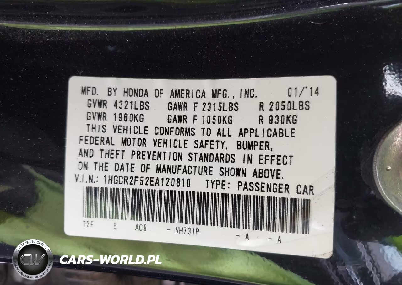 2014 Honda Accord Sport VIN:1HGCR2F52EA120810 - 9