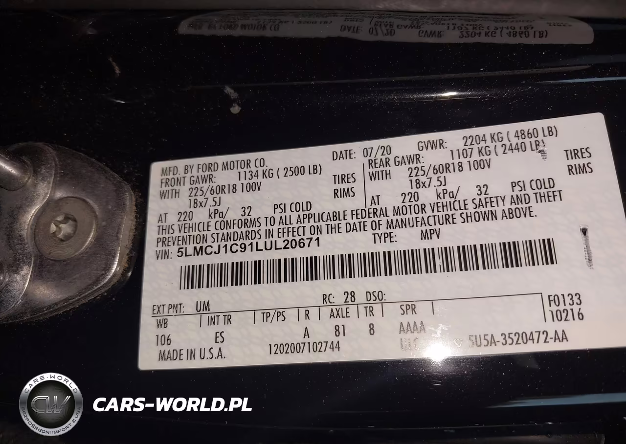 2020 Lincoln Corsair Standard VIN:5LMCJ1C91LUL20671 - 9
