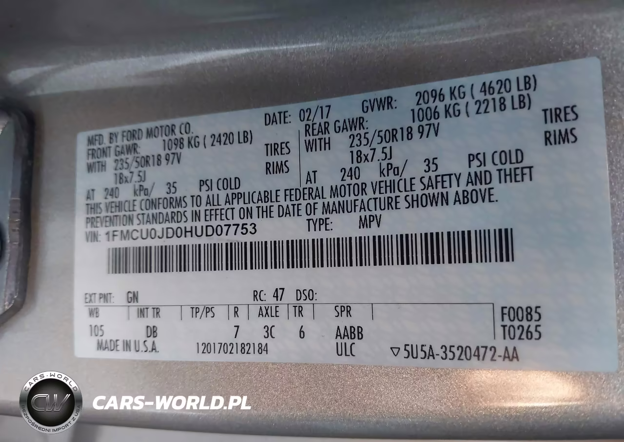 2017 Ford Escape Titanium VIN:1FMCU0JD0HUD07753 - 9