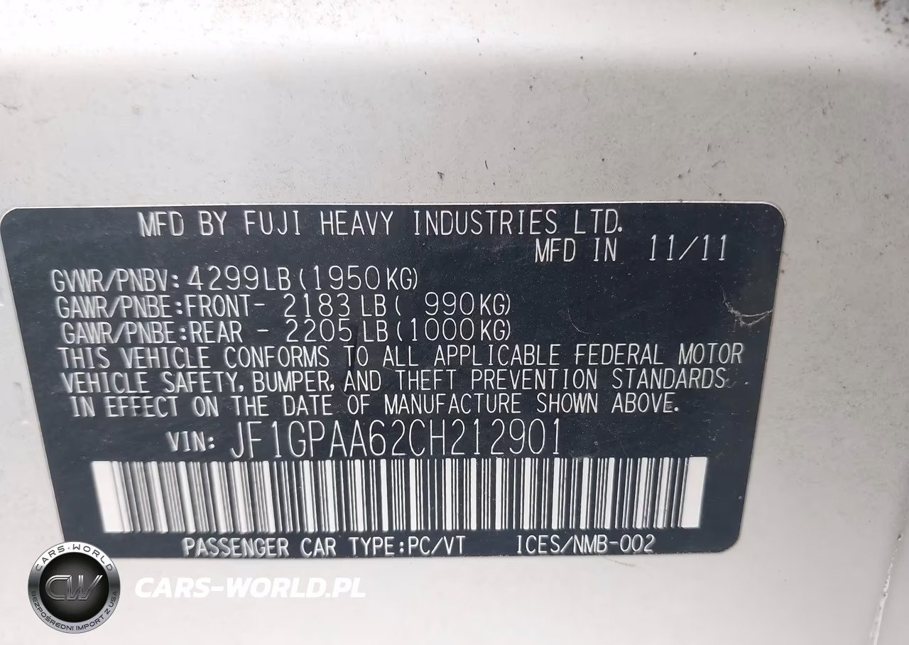 2012 Subaru Impreza 2.0I VIN:JF1GPAA62CH212901 - 9