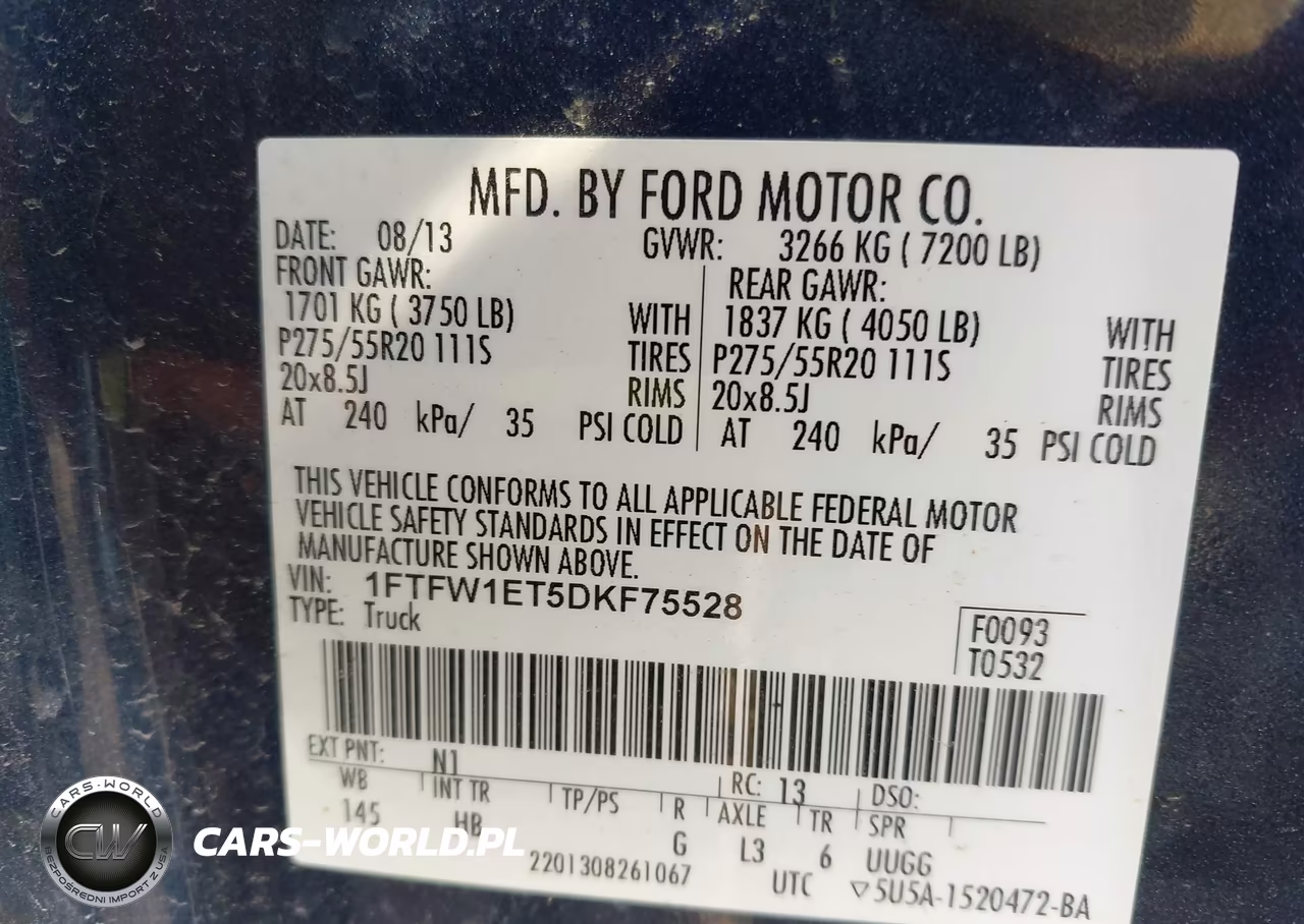 2013 Ford F-150 Lariat VIN:1FTFW1ET5DKF75528 - 9