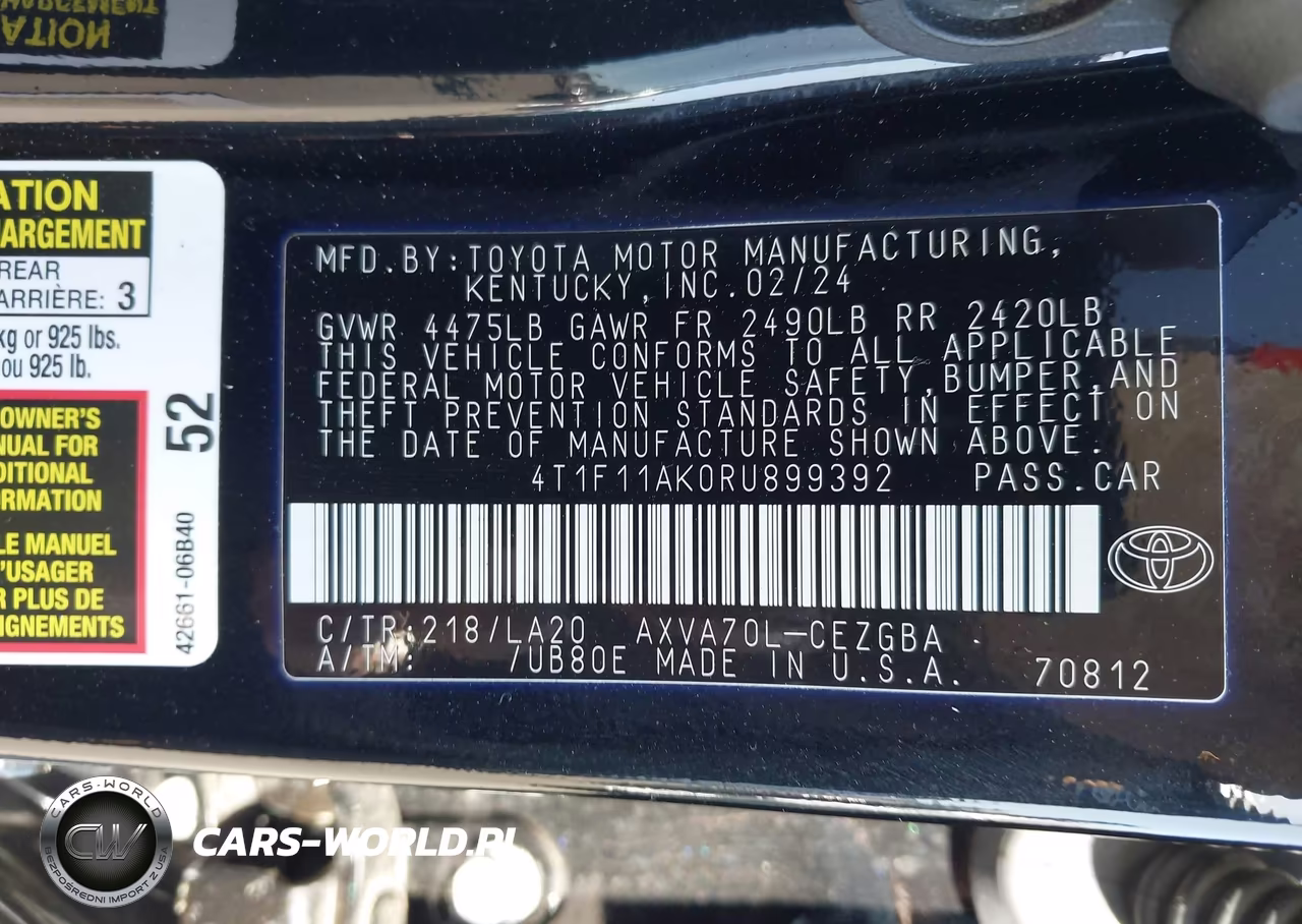 2024 Toyota Camry Xle VIN:4T1F11AK0RU899392 - 9