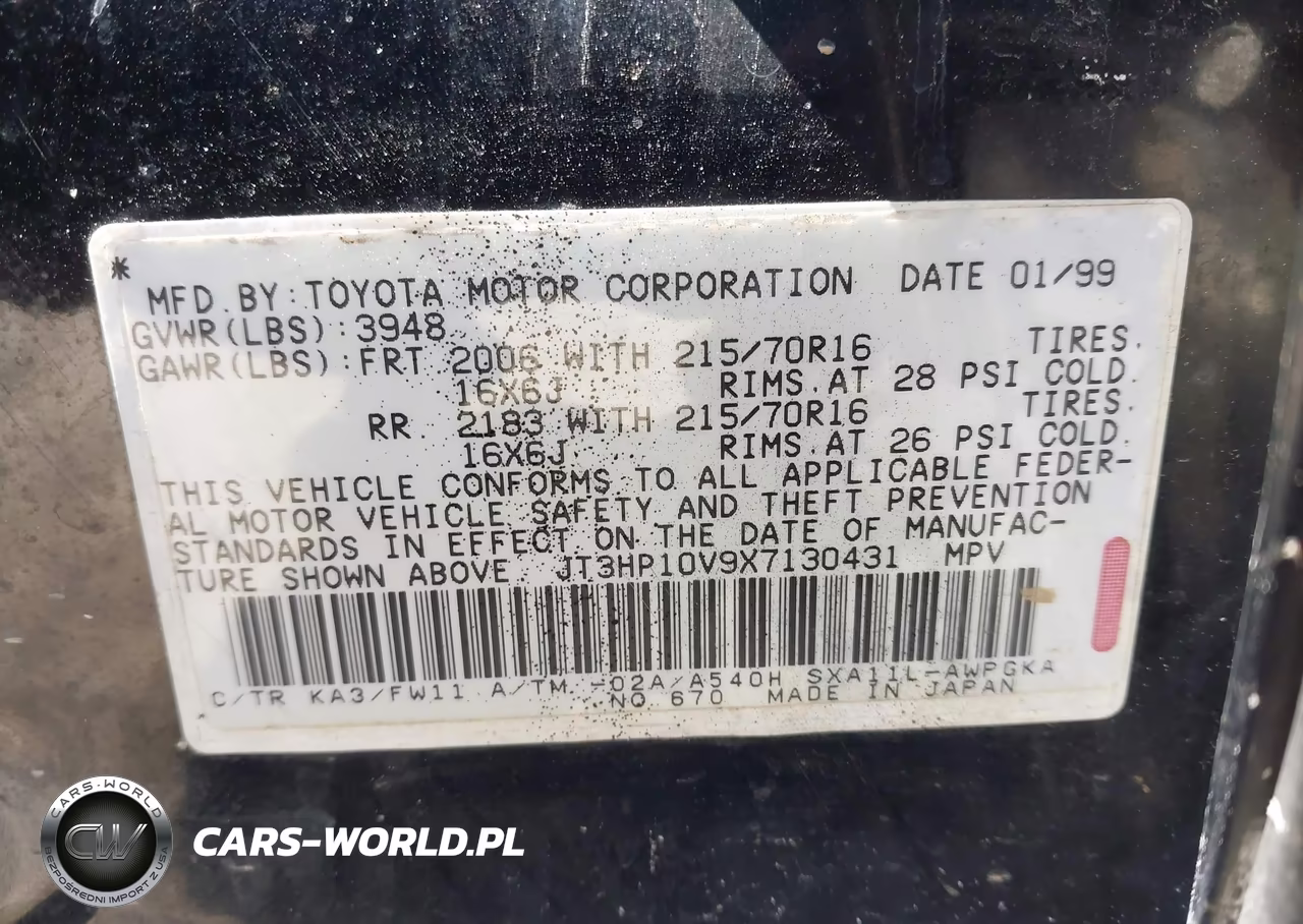 1999 Toyota Rav4 VIN:JT3HP10V9X7130431 - 9