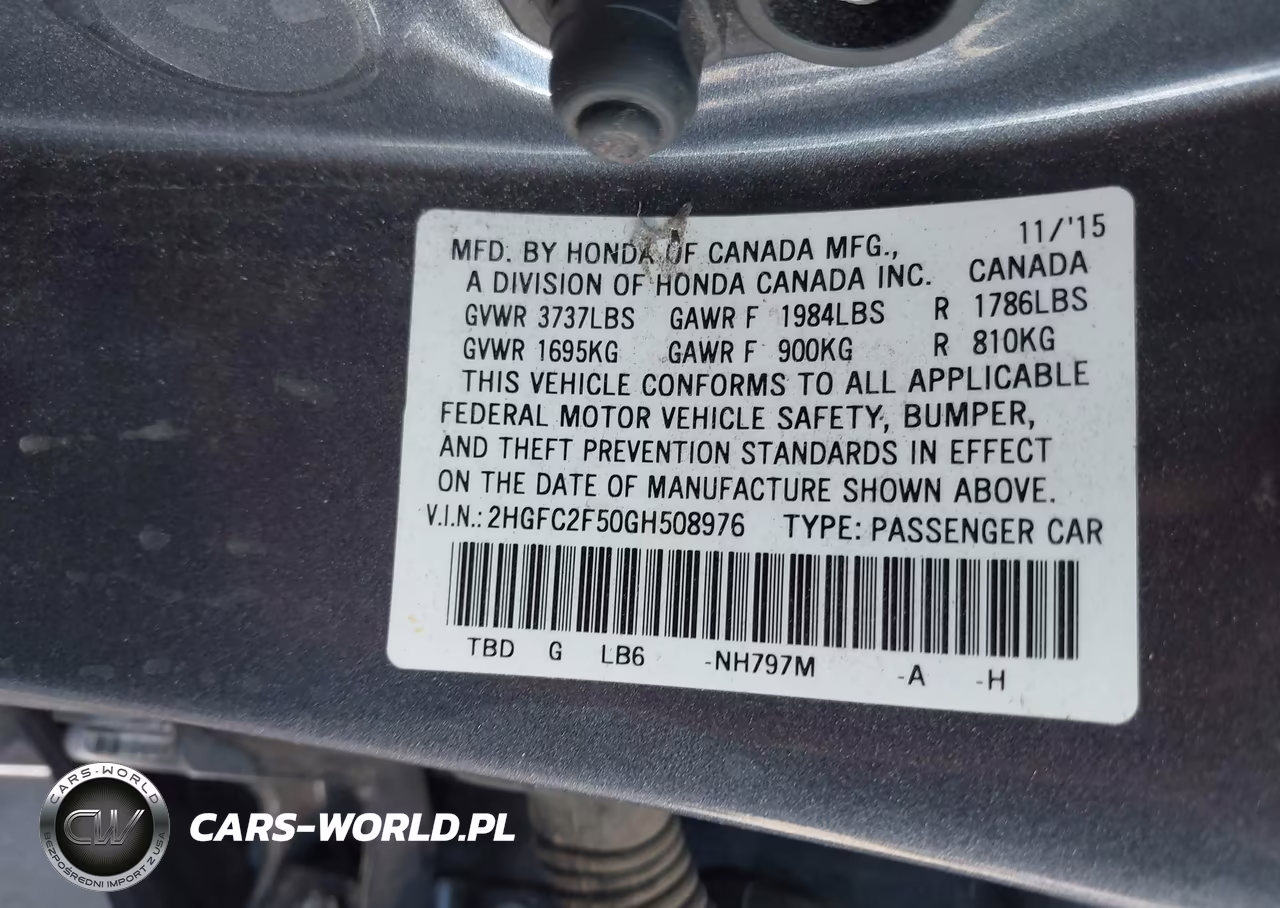 2016 Honda Civic Lx VIN:2HGFC2F50GH508976 - 9
