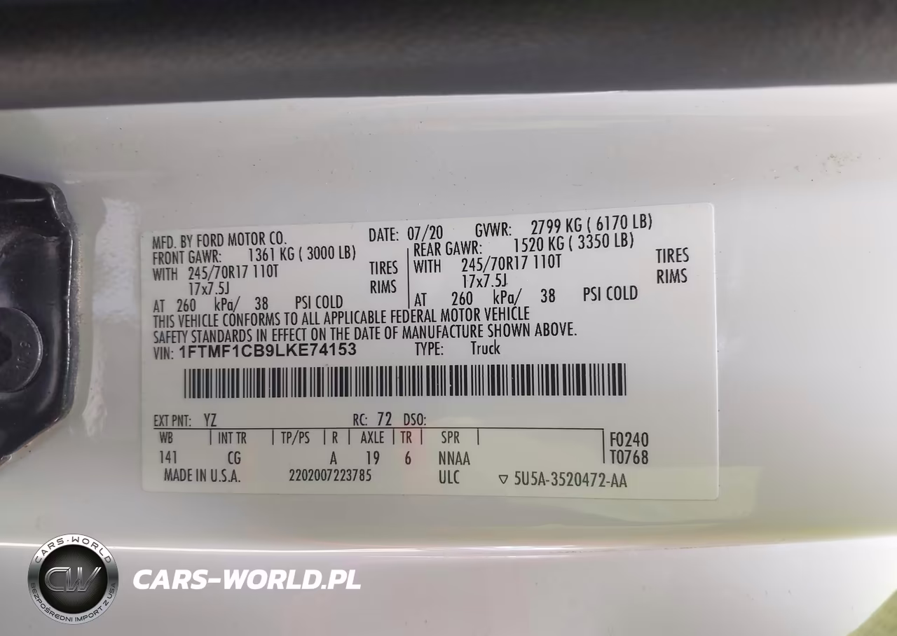 2020 Ford F-150 Xl VIN:1FTMF1CB9LKE74153 - 9