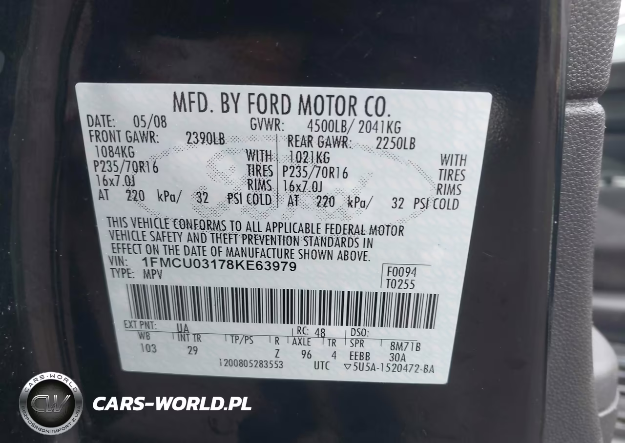 2008 Ford Escape Xlt VIN:1FMCU03178KE63979 - 9