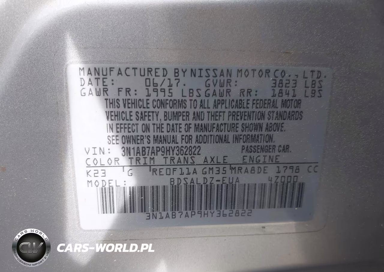 2017 Nissan Sentra Sv VIN:3N1AB7AP9HY362822 - 9