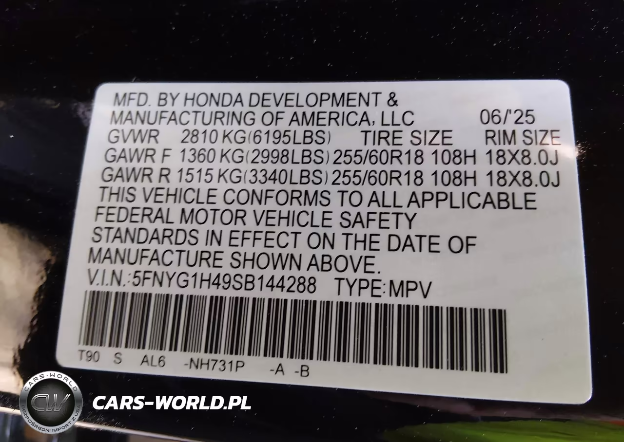 2025 Honda Pilot Ex-L VIN:5FNYG1H49SB144288 - 9