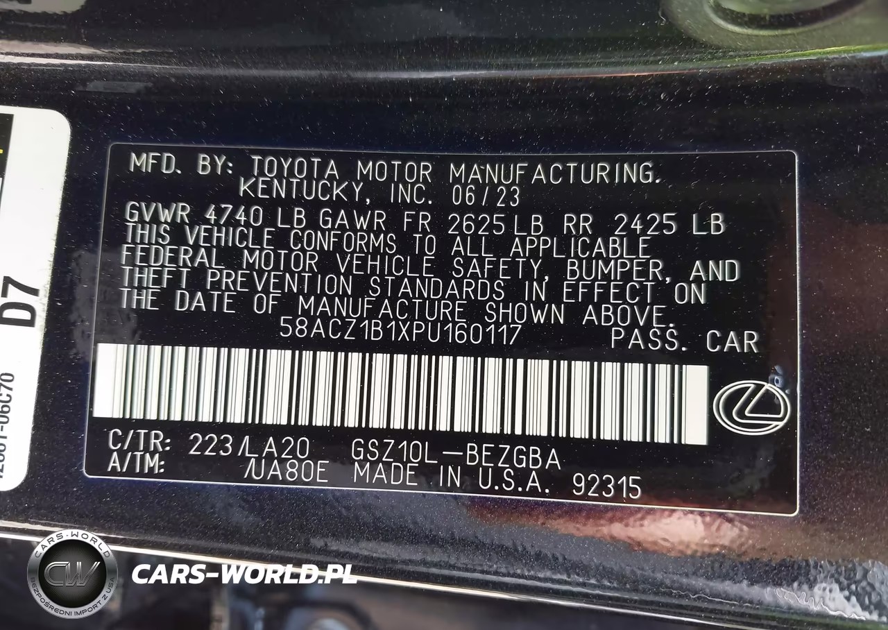 2023 Lexus Es 350 VIN:58ACZ1B1XPU160117 - 9